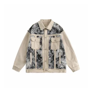 New Fashion Design Ethnic Style Stitching Retro Workwear Denim Jacket