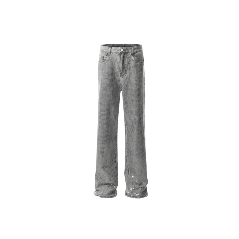 Trendy Sequined Retro Washed Jeans-0