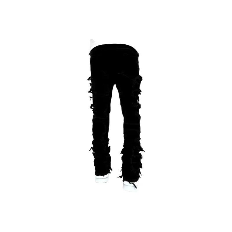 Stretch Patch Denim Straight Pants-5