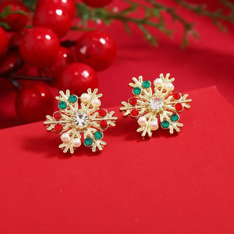 Simple Christmas Rhinestone Earring-5