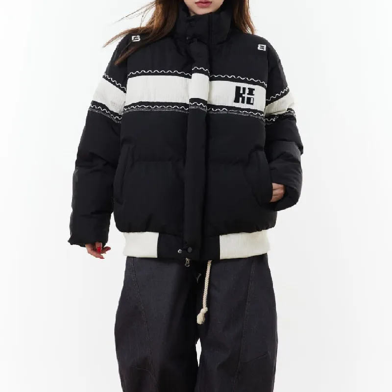 Casual Loose Blended Synthetic Fabrics Quilted Jacket-5