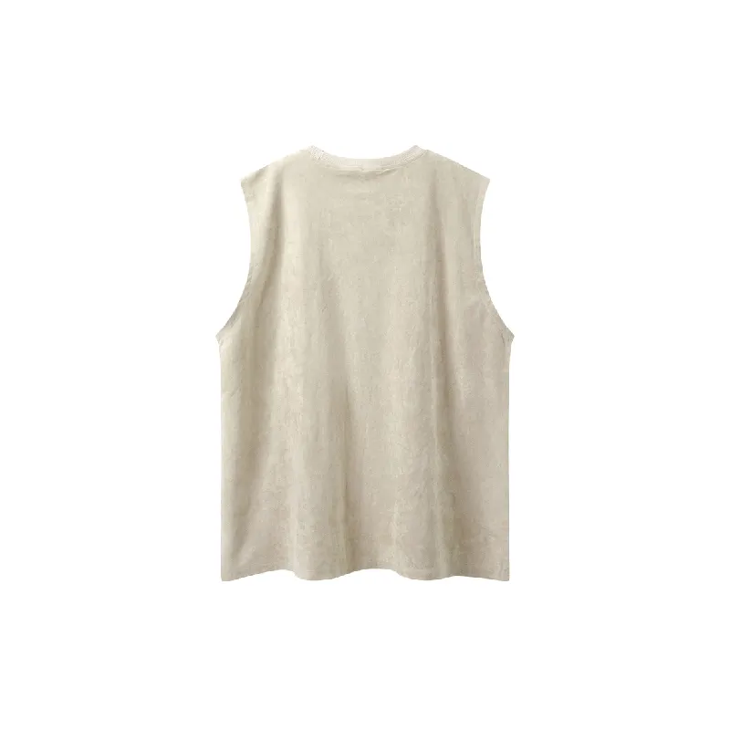 Retro Letter Blended Synthetic Fabrics Vest-7