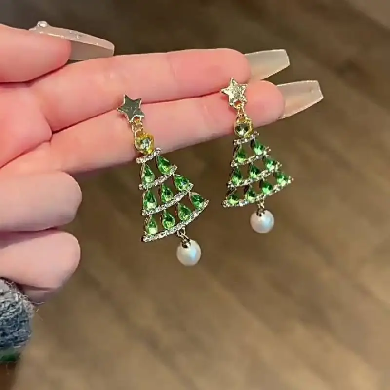 Elegant Christmas Pearls Fringe Earring-3