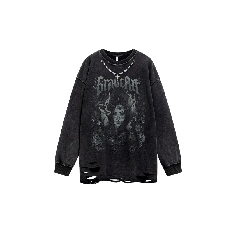 Retro Loose Long Sleeve Sweatshirt-0