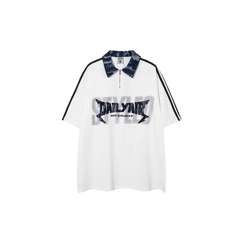 Loose Denim Lapel POLO Shirt-0