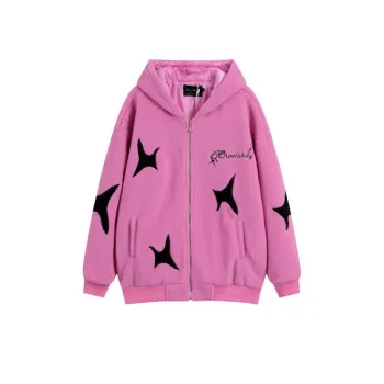 Thickened Lamb Vlvet Star Embroidery Jacket