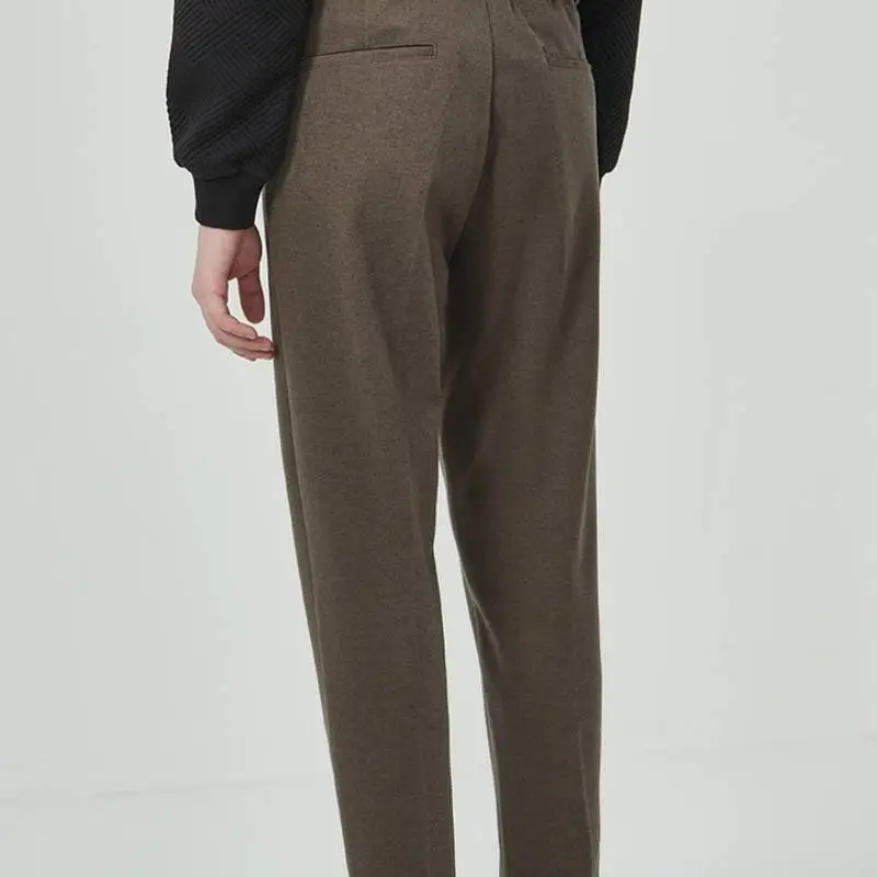 Fashionable Basics Woolen Fabric Casual Pants-5