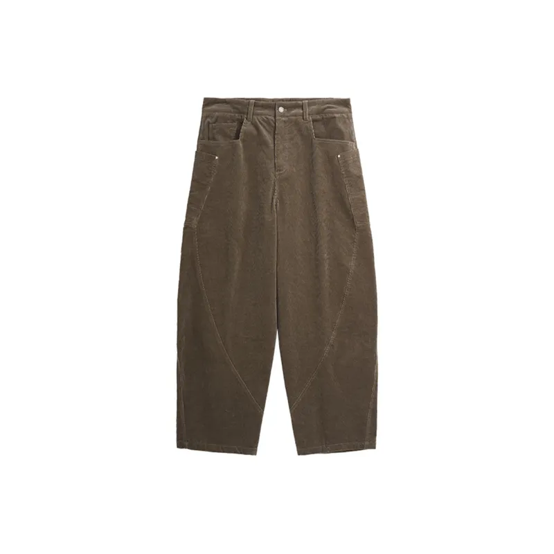 Retro Plain Corduroy Casual Pants-0