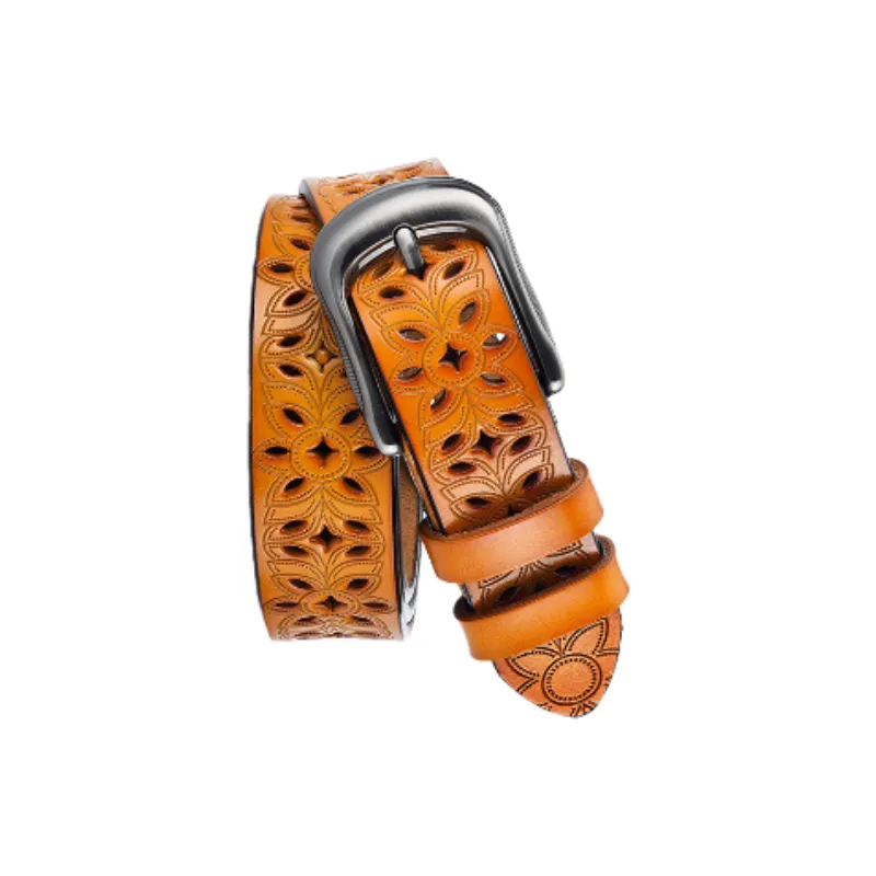 Retro Plain Leather Belt Women-6