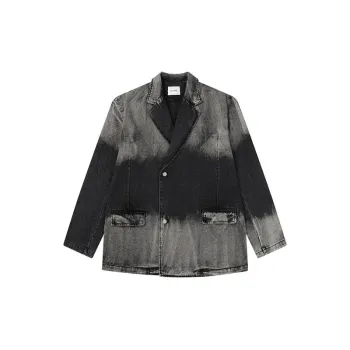 Loose Casual Gradient Washed Grey Denim Jacket