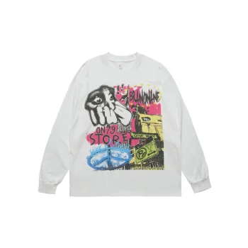 Graffiti Print Long Sleeved T Shirt