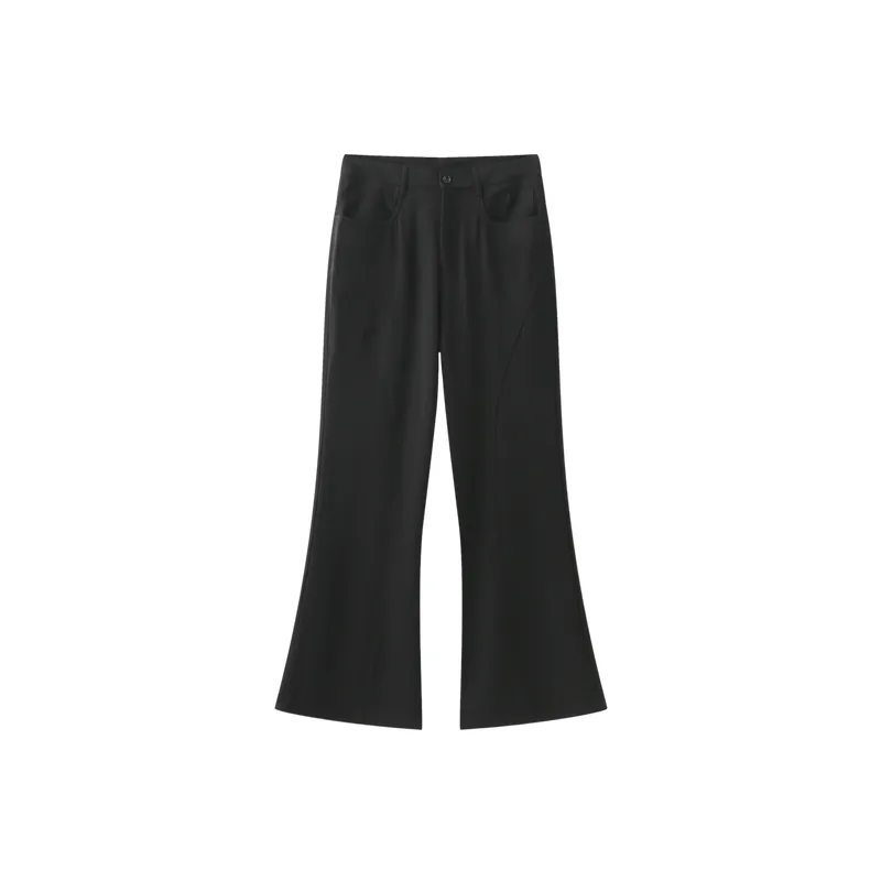 Loose Plain Blended Synthetic Fabrics Suit Trousers-3