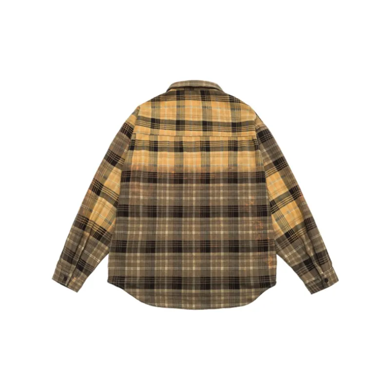 Washed Old Long Sleeve Plaid Shirt-1