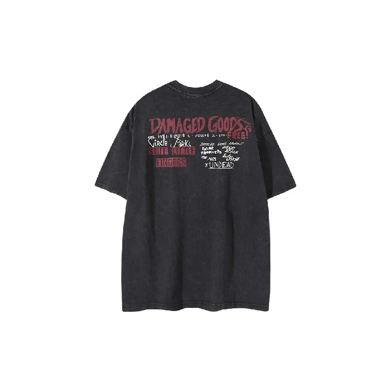 Simple Loose Cotton Blended Fabric T Shirt-1