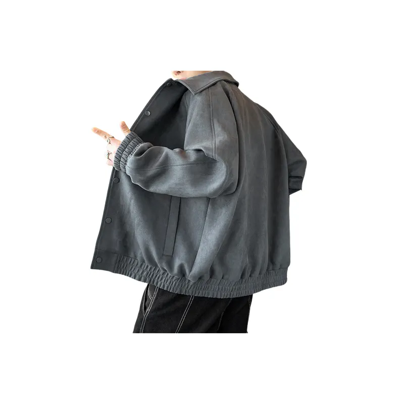 Simple Plain Corduroy Jacket-7