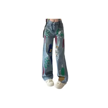 Heavy Craft Graffiti Loose Straight Leg Jeans