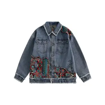 Retro Ethnic Style Fashionable All match Denim Jacket