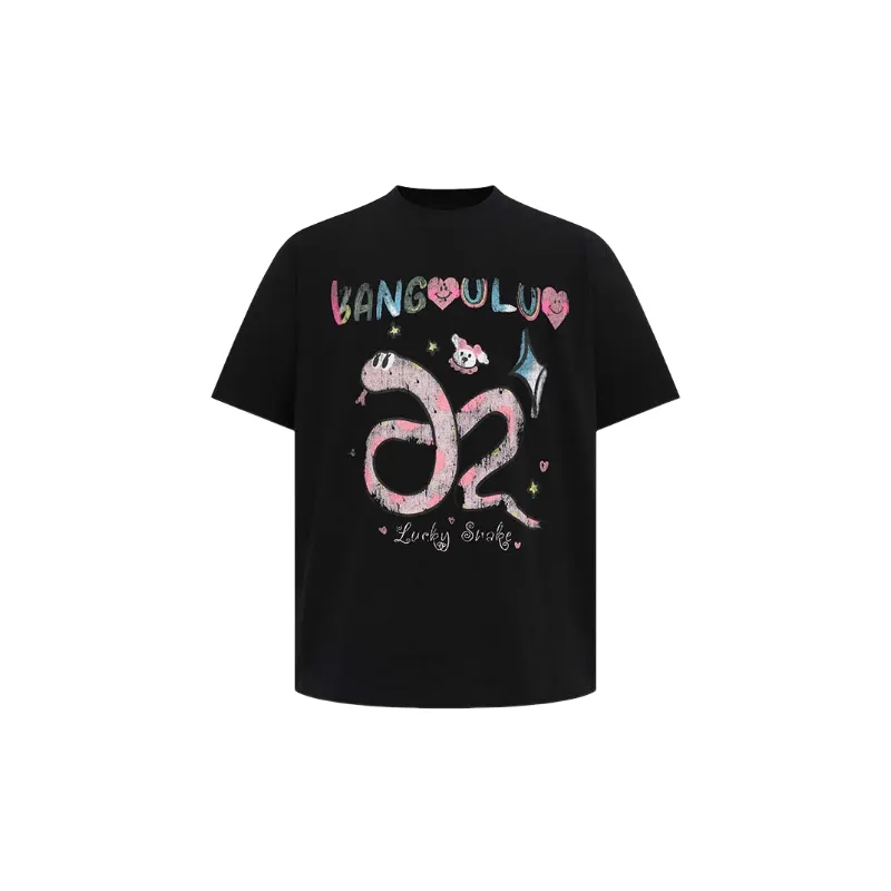 Cartoon Graffiti Cotton Blended Fabric T Shirt-0