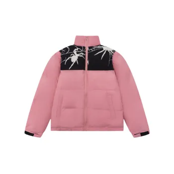 Spider Pattern Spliced Collision Color Cotton Jacket