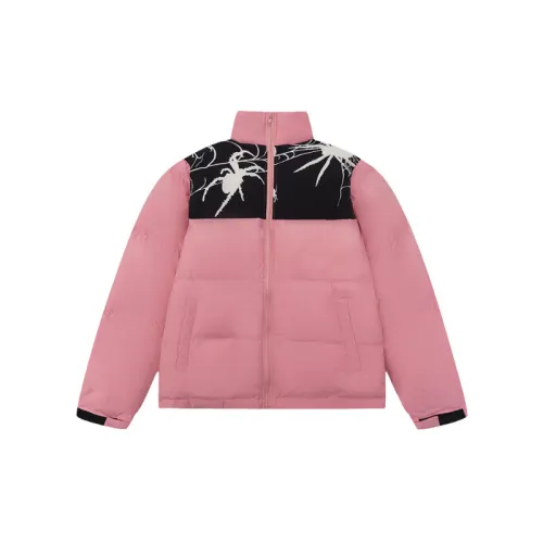 Spider Pattern Spliced Collision Color Cotton Jacket