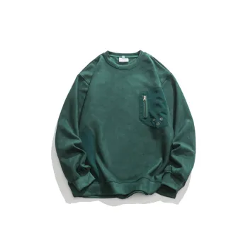 Trendy Brand Suede Fleece Pullover Loose Crewneck Hoodie
