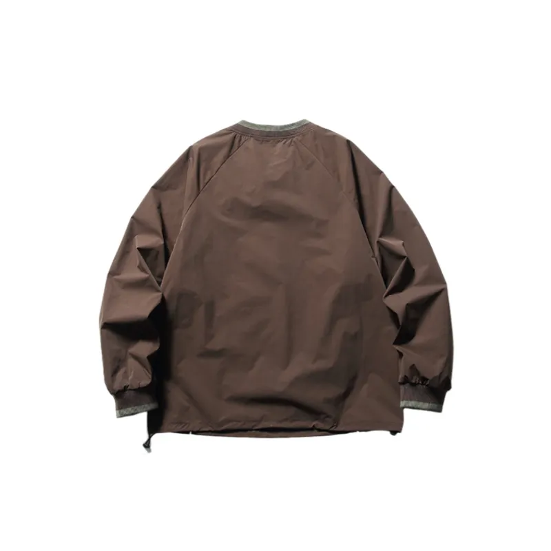 Contrast Color Three dimensional Rib V neck Sweat-1