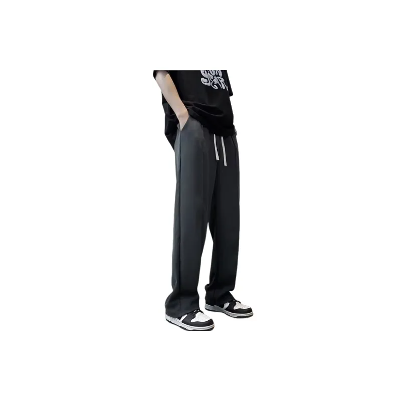 Simple Plain Polyester Casual Pants-2