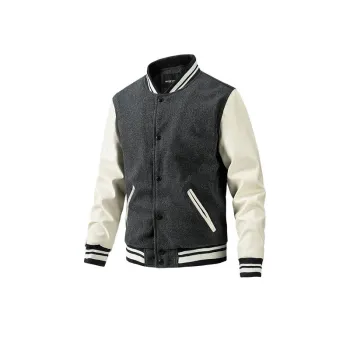 Slim Thin Cotton Wool Color Blocked Jacket