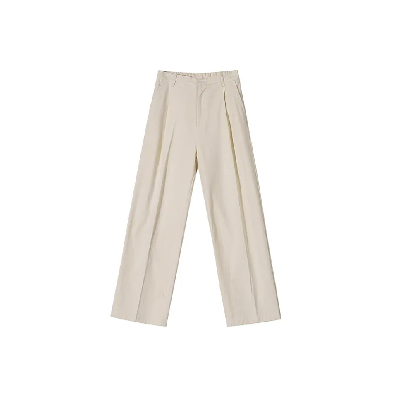 Simple Loose Cotton Suit Trousers-4