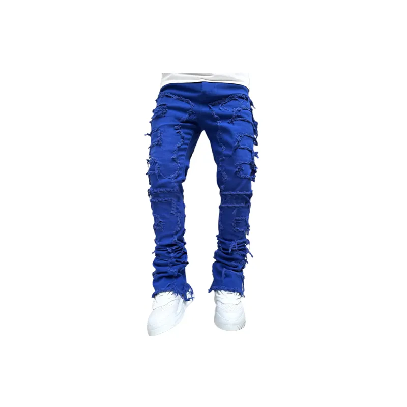Stretch Patch Denim Straight Pants-14