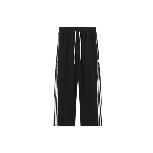 Sports Loose Large Size Striped Outdoor Casual Straight Cropped Pants