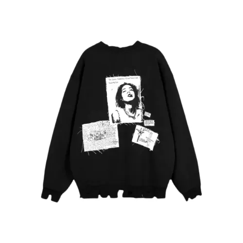 American Style Retro BF Style Tape Figure Crewneck Sweat Lazy Style Fashionable Distinctive Long Sleeve Top