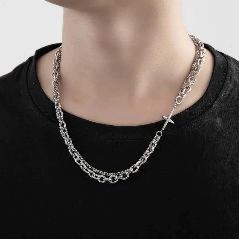 Star Splicing Titanium Steel Necklace-1
