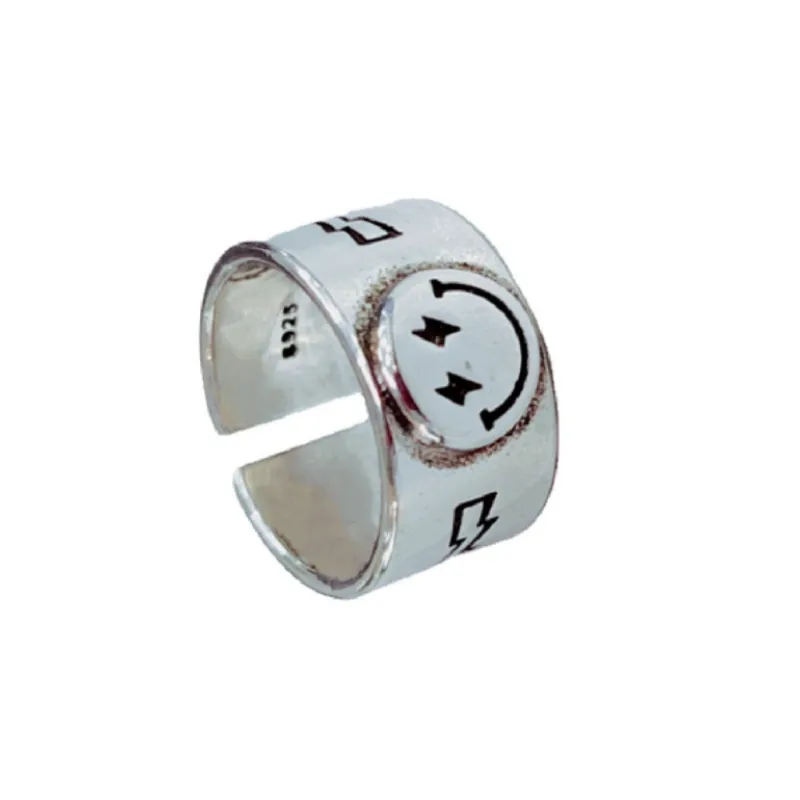 Five Pointed Star Smiley Face Ring-11