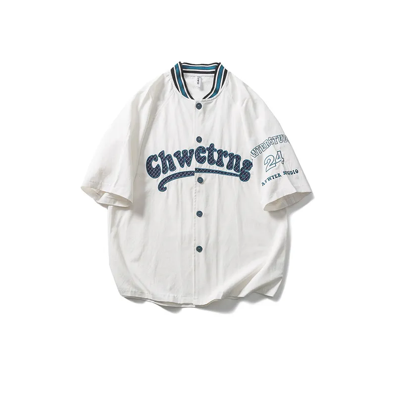 Embroidered Letter Baseball T Shirt-2