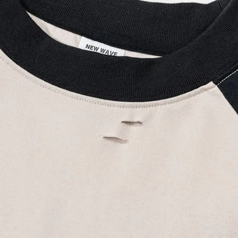 Preppy Contrast Color Cotton T Shirt-6