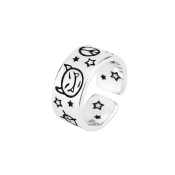 Five Pointed Star Smiley Face Ring