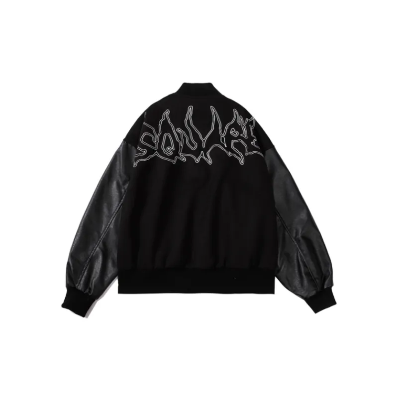Retro Casual Embroidered Contrast Color Jacket-1