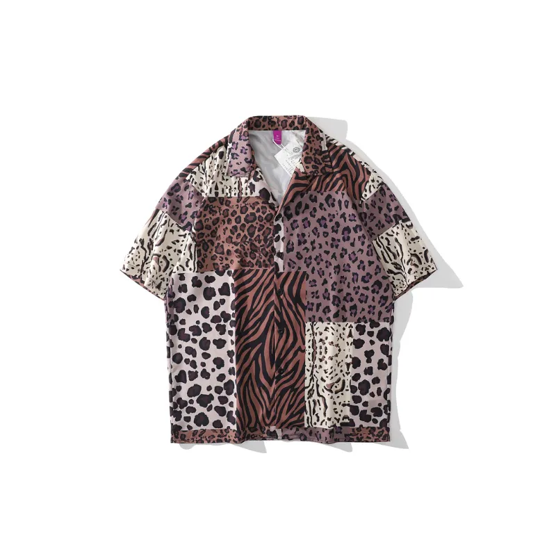 Loose Leopard Print Short Sleeved Shirt