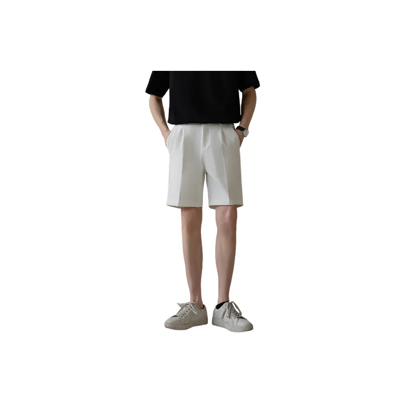 Plain Straight Leg Polyester Casual Shorts-2