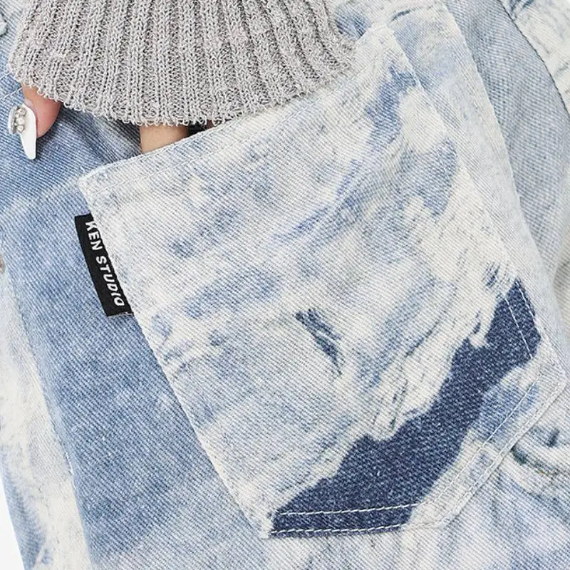 Fashionable Washed Loose Jeans Women-3