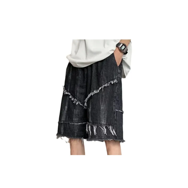 Fashionable Raw Edge Denim Shorts-0