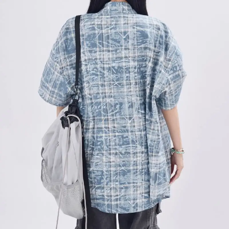 Retro Plaid Denim Shirt-3