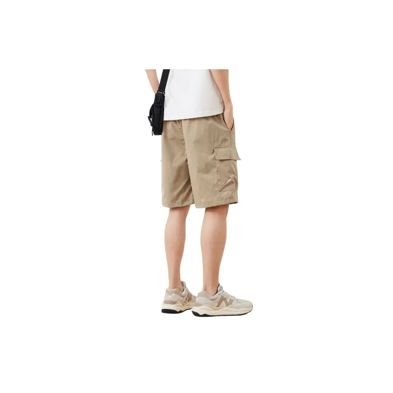 Loose Simple Polyester Cargo Shorts-5