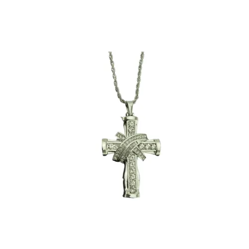 Diamond-Studded Cross Style Pendant Necklace
