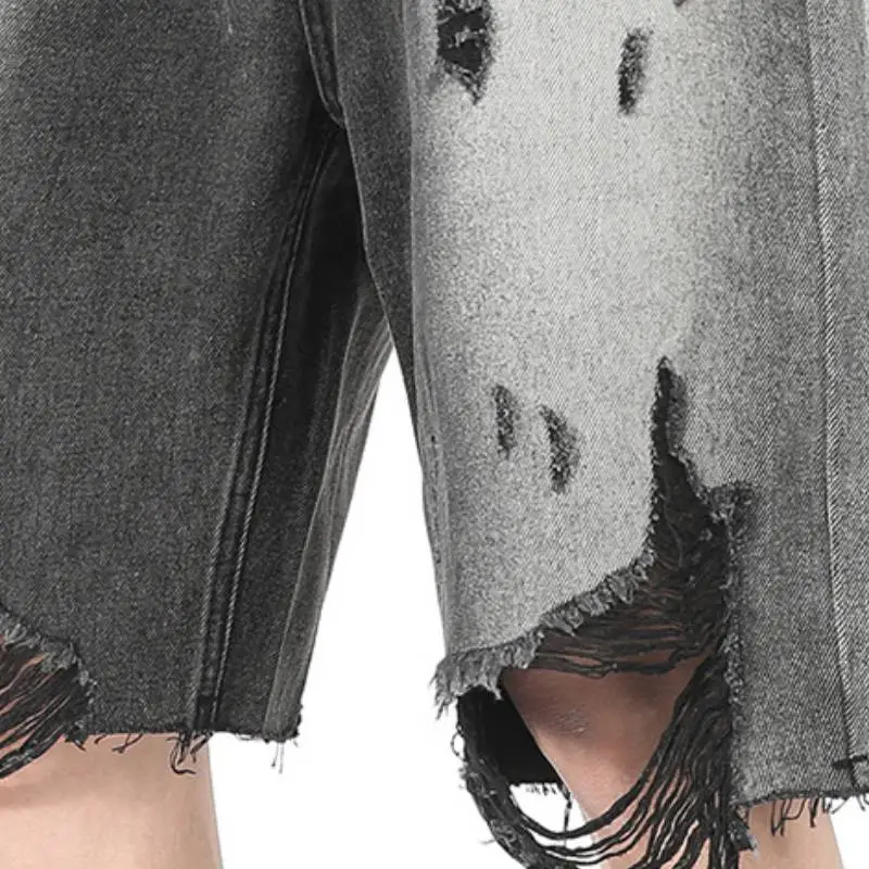 Trendy Washed Denim Shorts-3