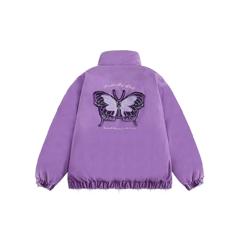 Retro Butterfly Embroidery Cotton Quilted Jacket-1