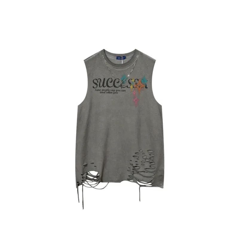 Trendy Couple Loose Hole Sleeveless Vest-5