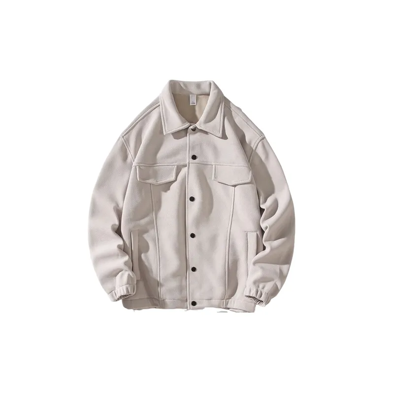 Plain Fashionable Blended Synthetic Fabrics Jacket-4