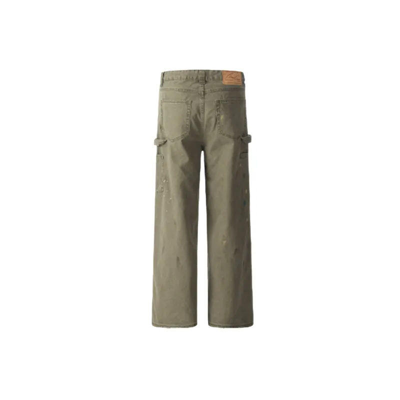 Casual Ink Painting Denim Cargo Pants-4